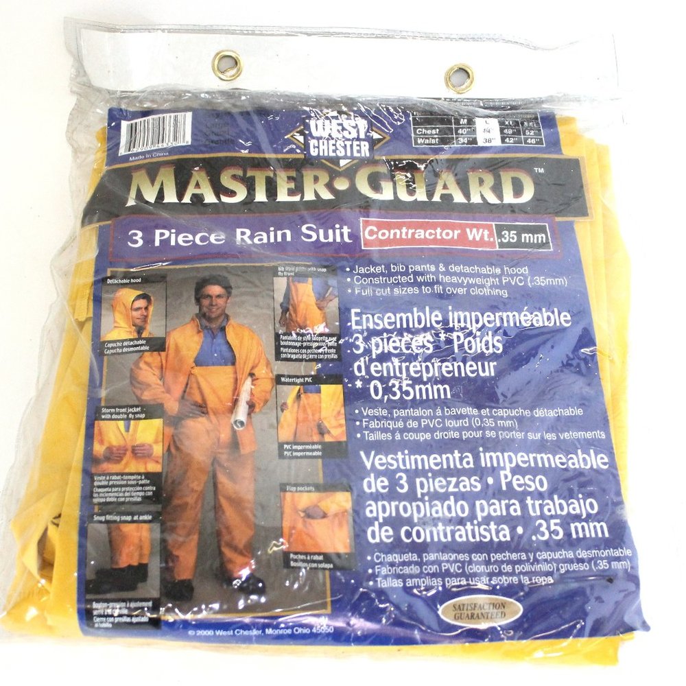 Rain Suit Yellow Large West Chester Master Guard 3-Piece Size Large